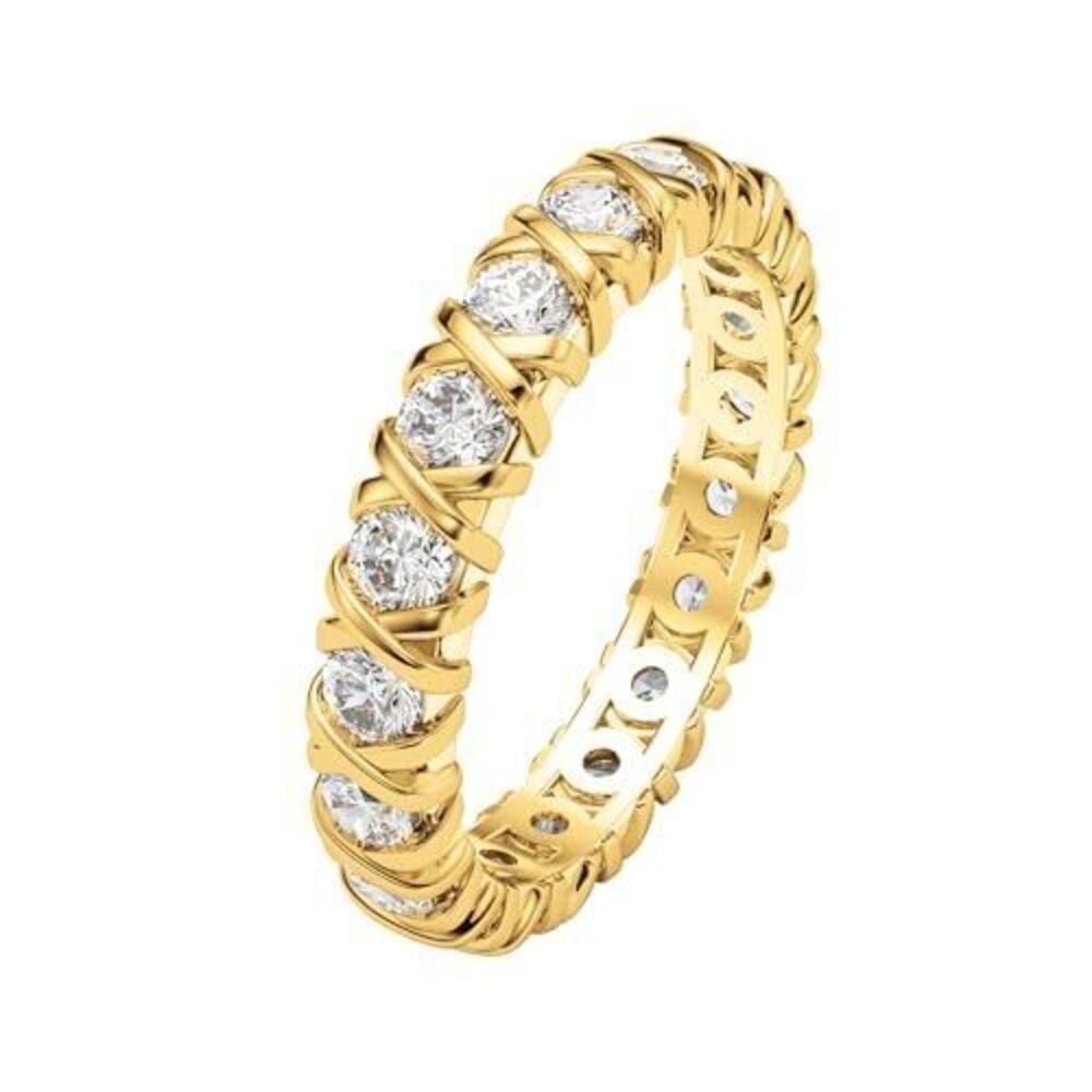 6968 18K Gold Plated Solid CZ Simulated Diamond Stackable Ring Eternity